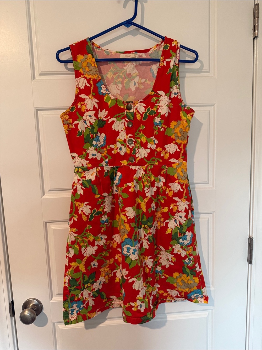 Tulle Red Floral Sleeveless Sundress